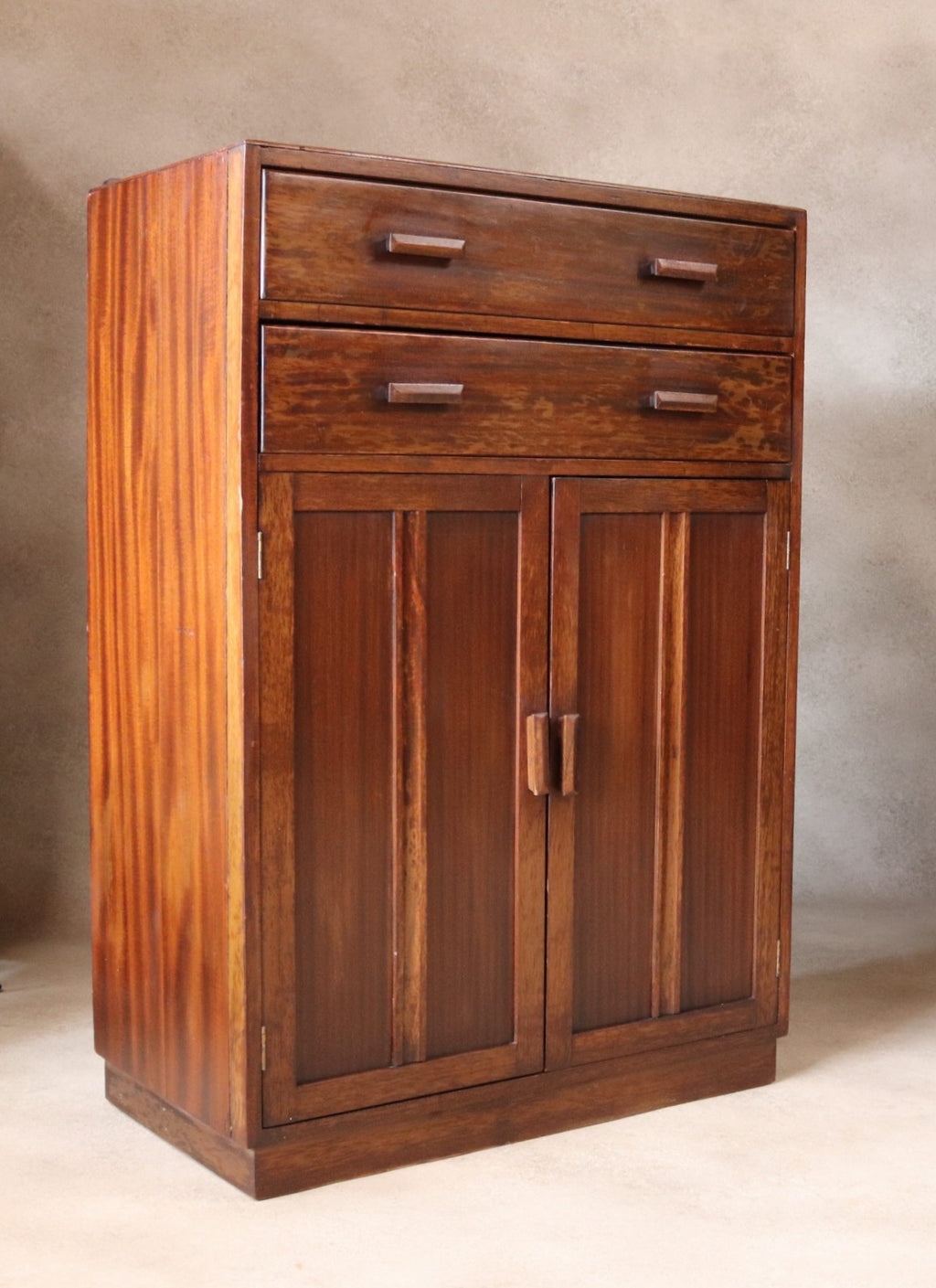 Vintage Mid Century Art Deco Style Utility Tallboy Linen Cabinet 1940s