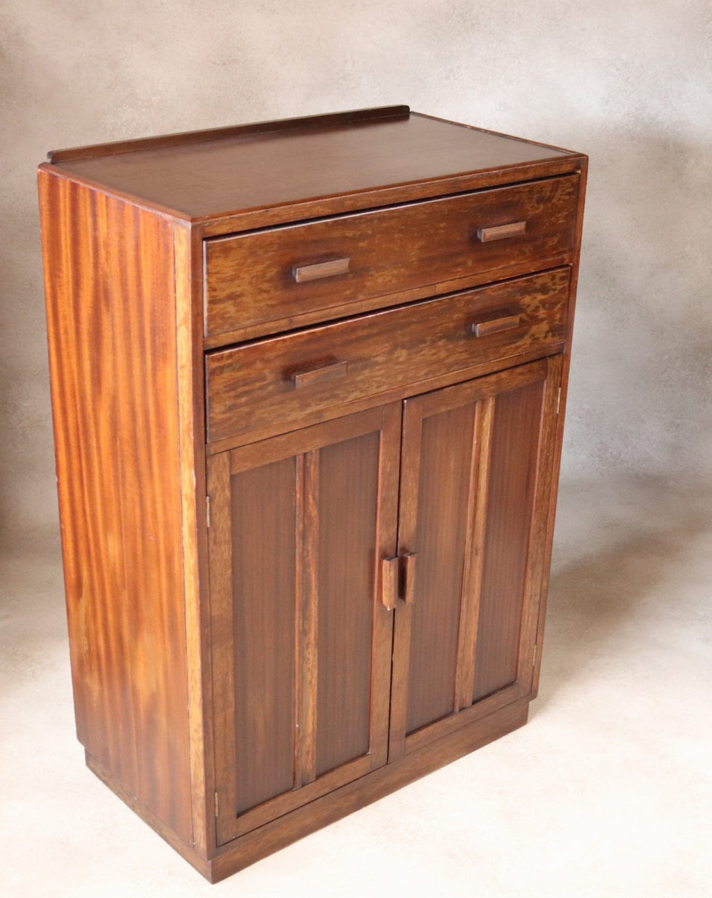 Vintage Mid Century Art Deco Style Utility Tallboy Linen Cabinet 1940s
