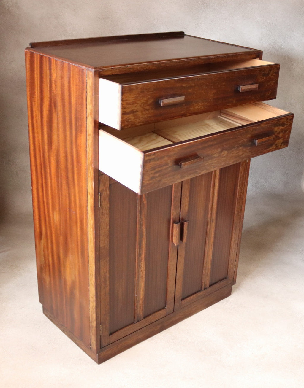 Vintage Mid Century Art Deco Style Utility Tallboy Linen Cabinet 1940s