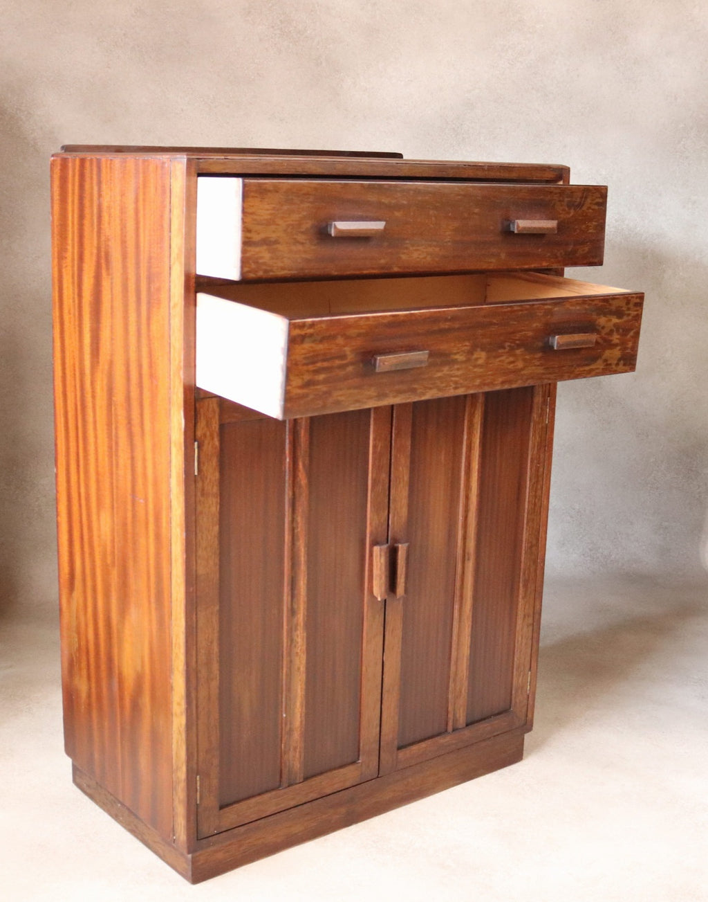 Vintage Mid Century Art Deco Style Utility Tallboy Linen Cabinet 1940s
