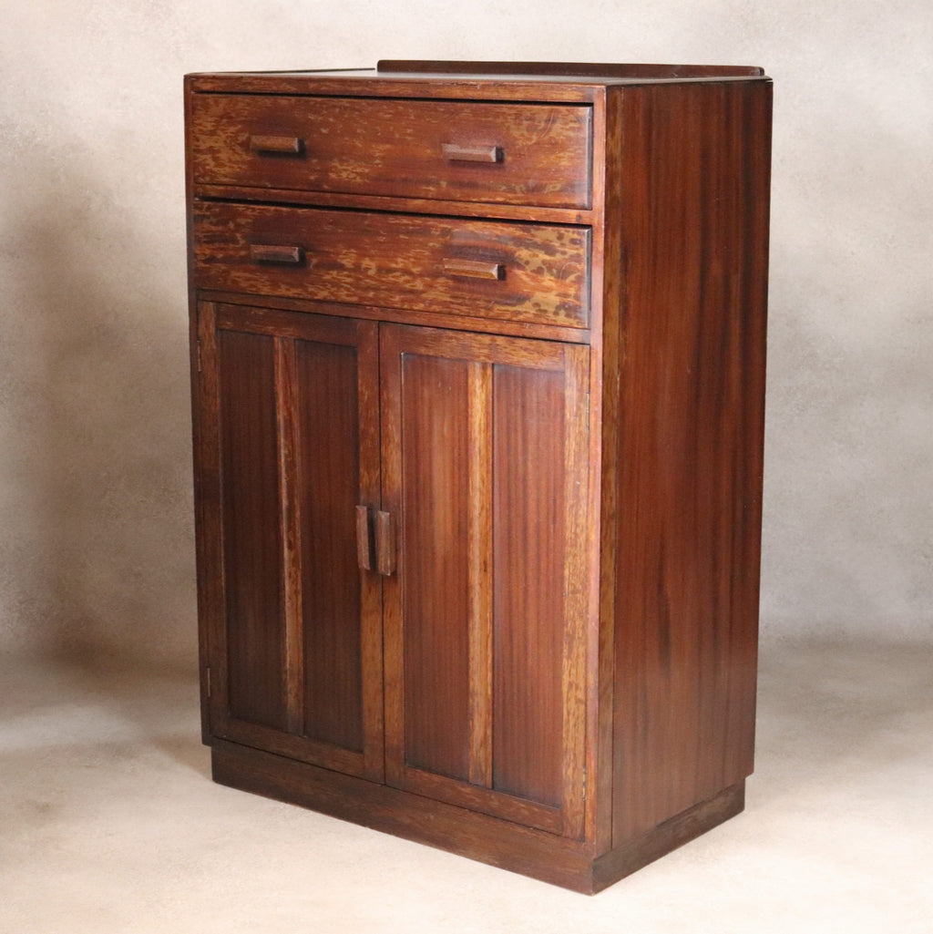 Vintage Mid Century Art Deco Style Utility Tallboy Linen Cabinet 1940s