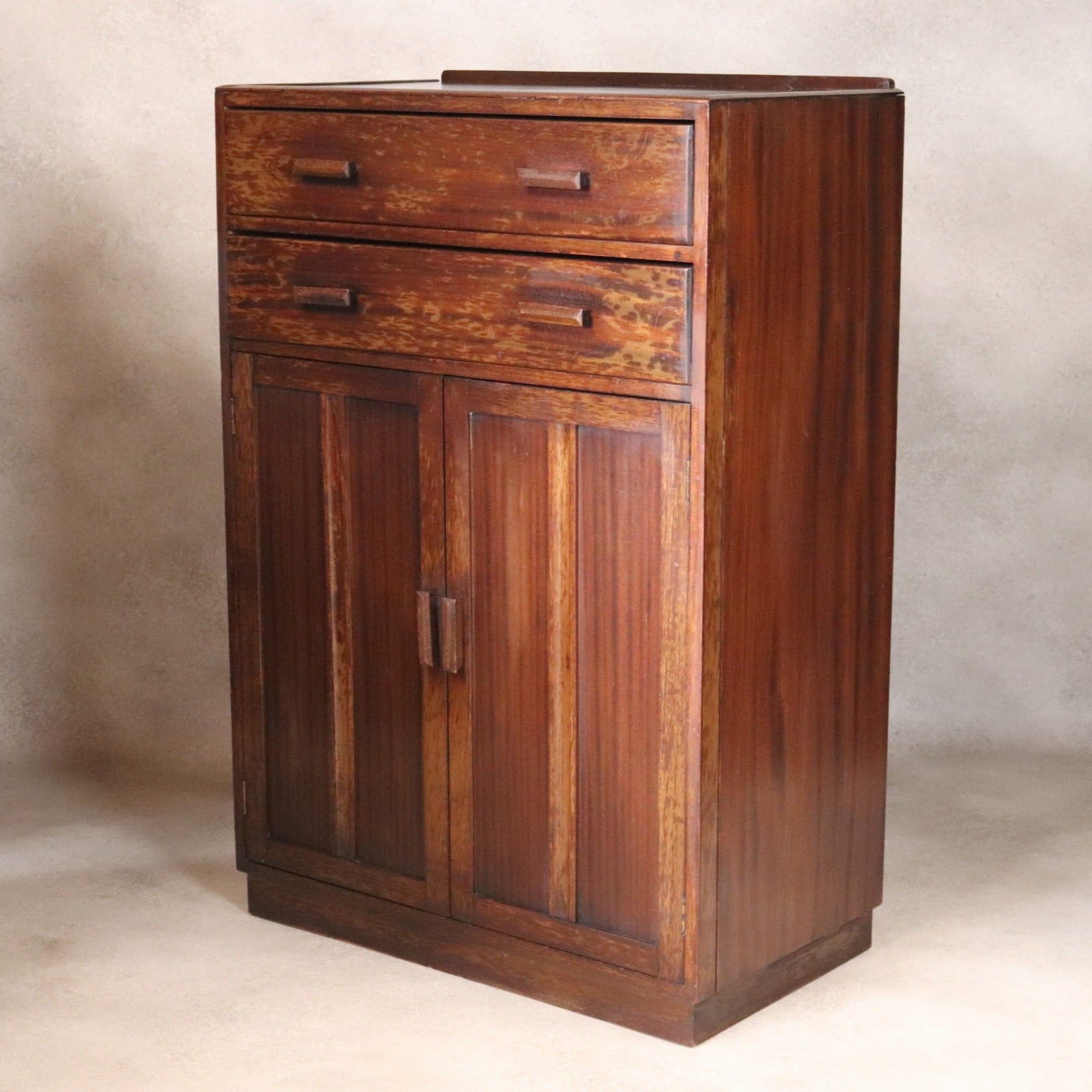 Vintage Mid Century Art Deco Style Utility Tallboy Linen Cabinet 1940s