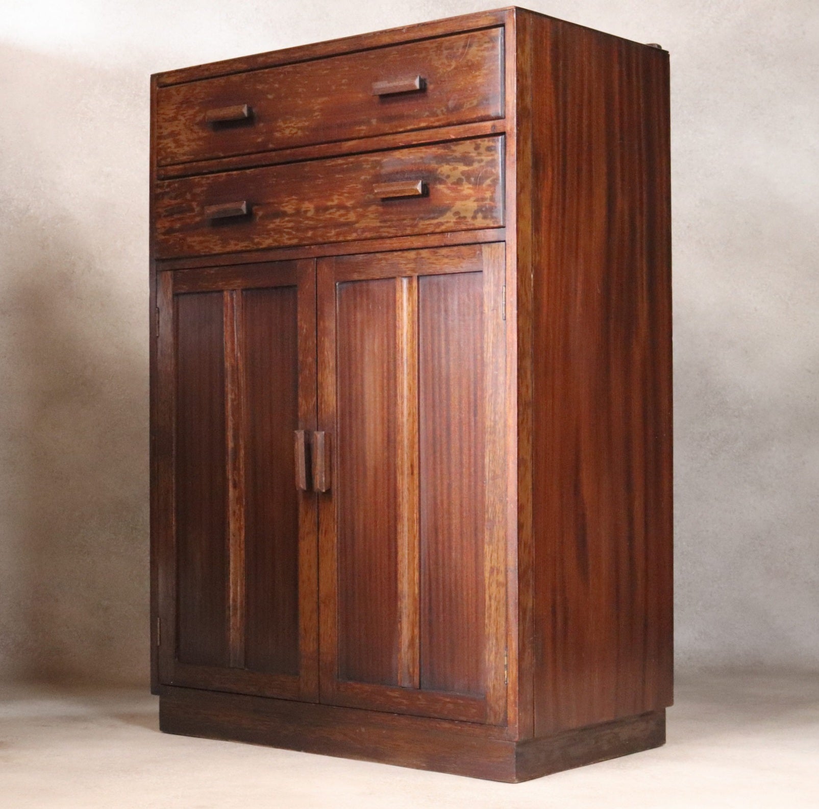 Vintage Mid Century Art Deco Style Utility Tallboy Linen Cabinet 1940s