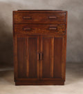 Vintage Mid Century Art Deco Style Utility Tallboy Linen Cabinet 1940s