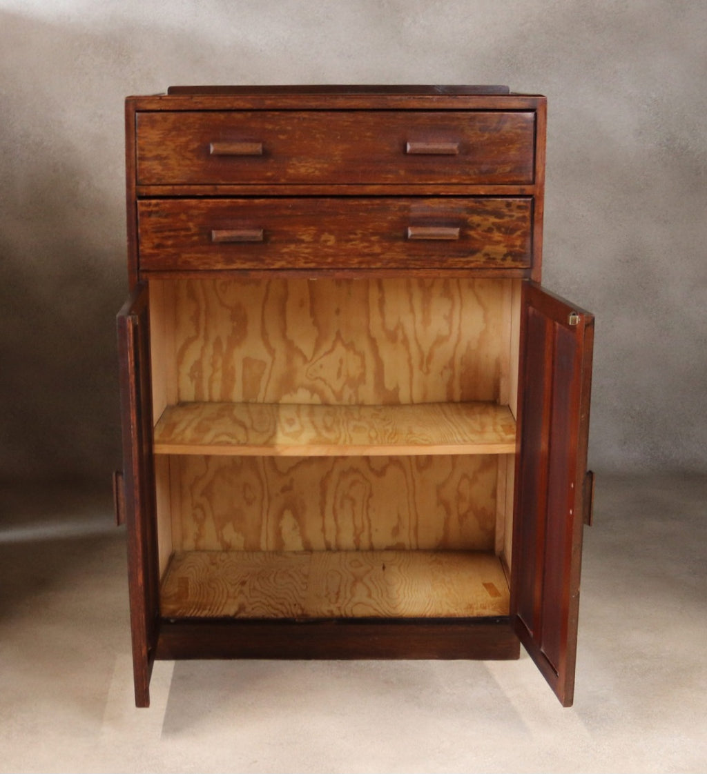 Vintage Mid Century Art Deco Style Utility Tallboy Linen Cabinet 1940s