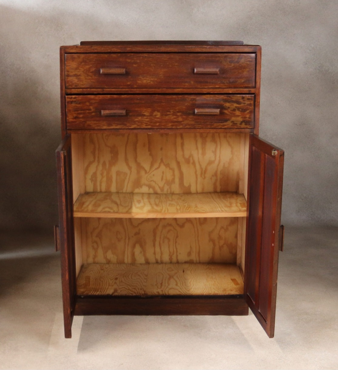 Vintage Mid Century Art Deco Style Utility Tallboy Linen Cabinet 1940s