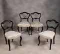 Set Of 4 Antique Victorian Rosewood Balloon Back Dining Chairs