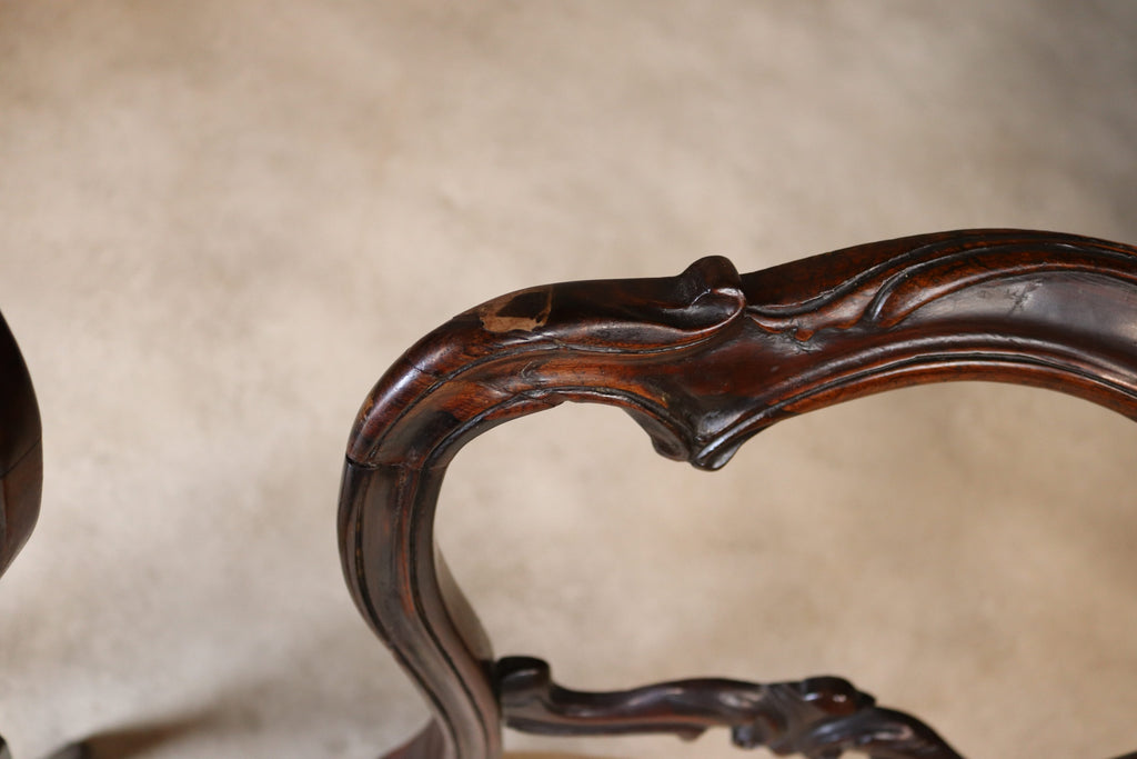 Set Of 4 Antique Victorian Rosewood Balloon Back Dining Chairs