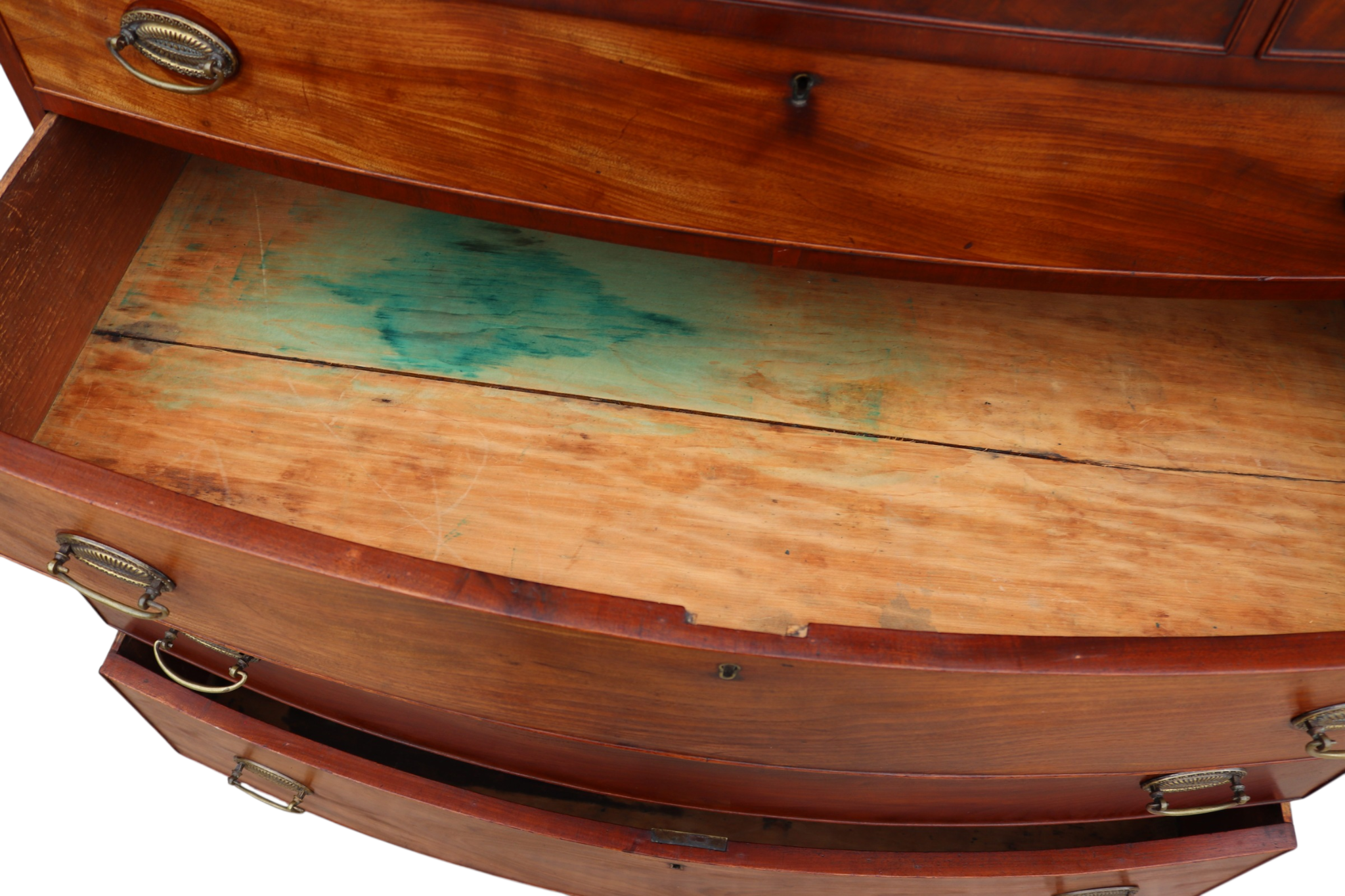 Antique Late Georigian Bow Front Large Mahogany Chest Of Drawers - 19th Century