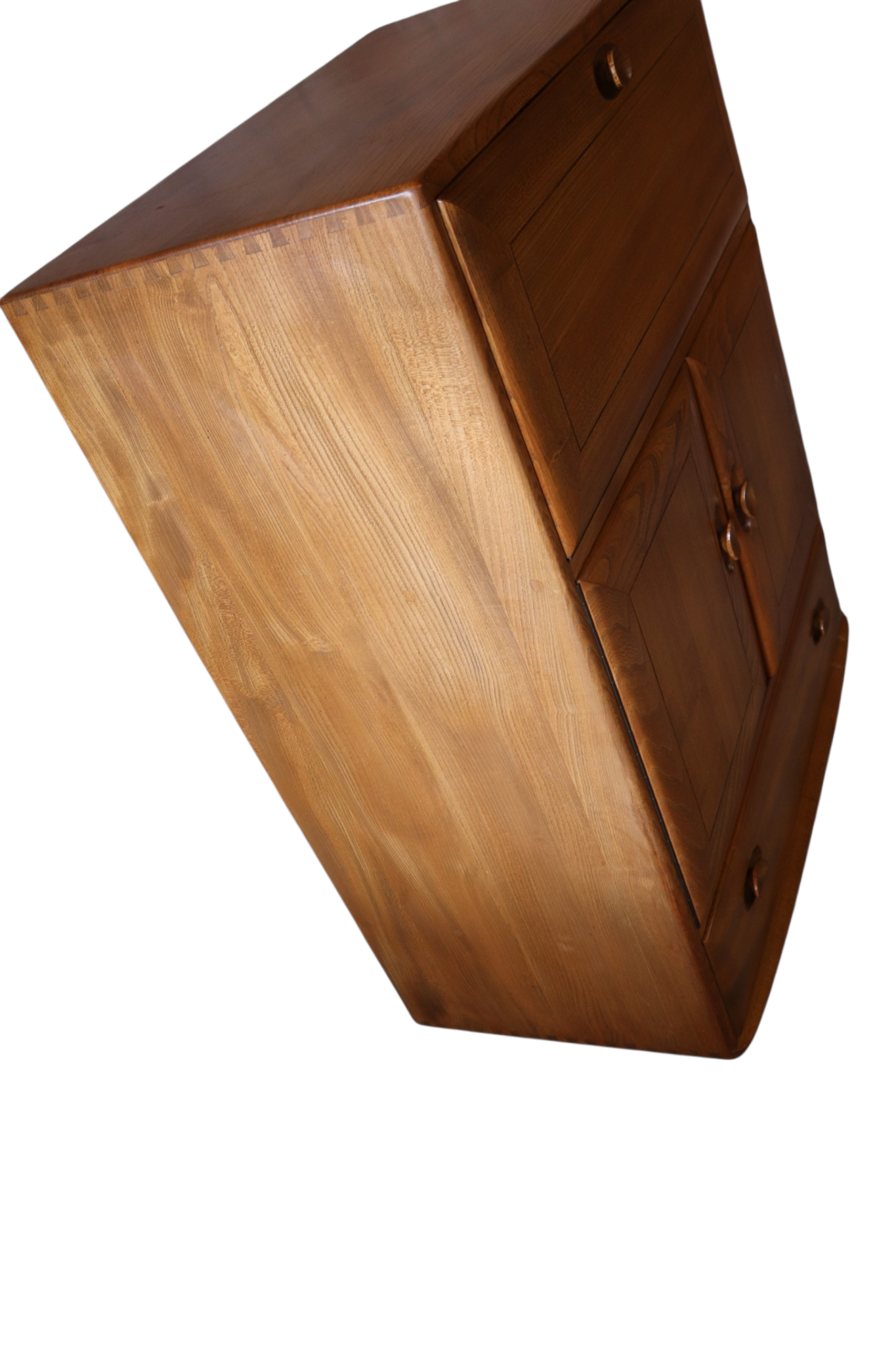Vintage Ercol 469 Mid Century Blonde Elm Serving Drinks Cabinet / Writing Bureau