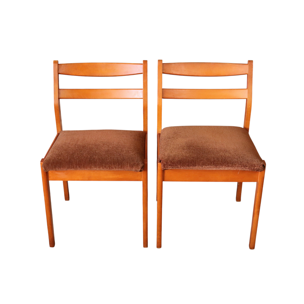 Set Of 4 Mid Century Teak Dining Chairs - Ladder Back Danish Style Retro