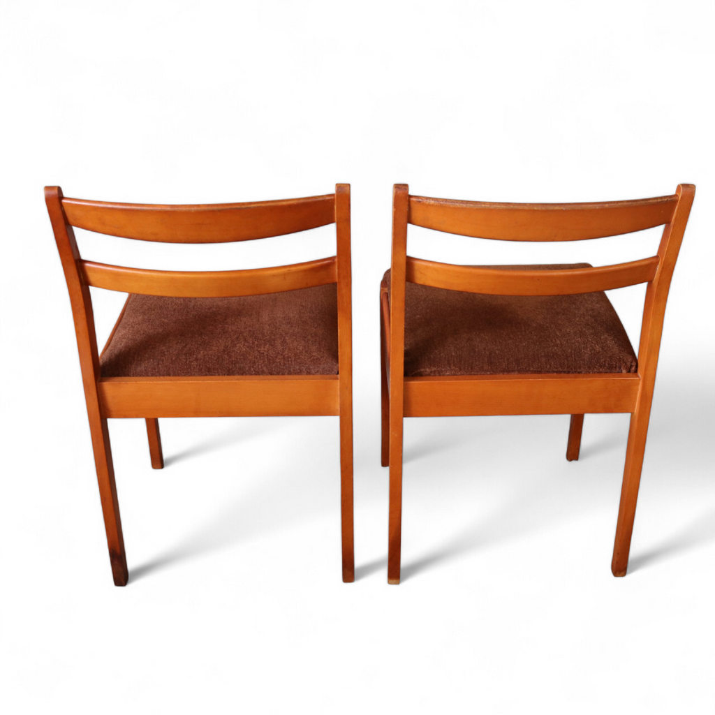 Set Of 4 Mid Century Teak Dining Chairs - Ladder Back Danish Style Retro