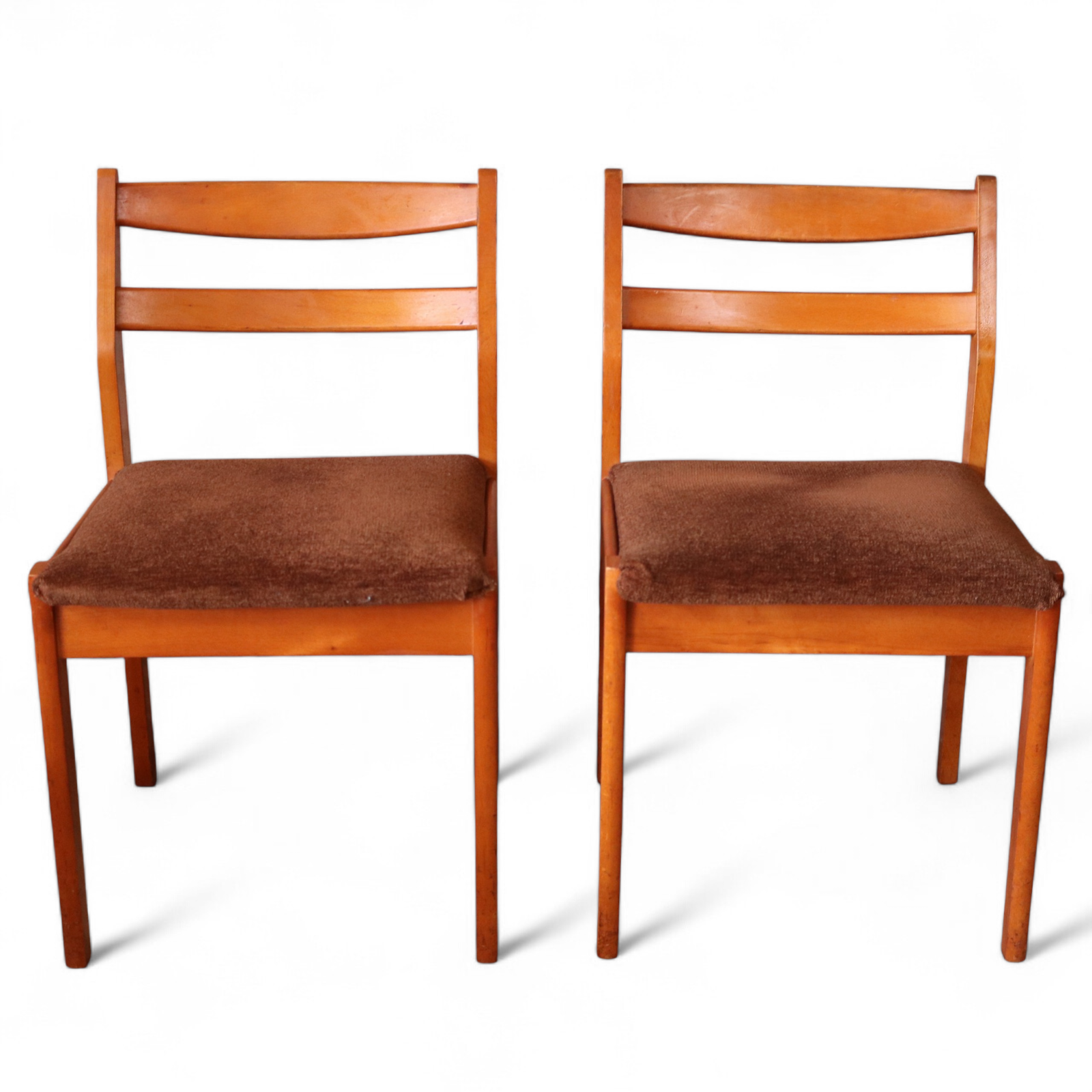 Set Of 4 Mid Century Teak Dining Chairs - Ladder Back Danish Style Retro