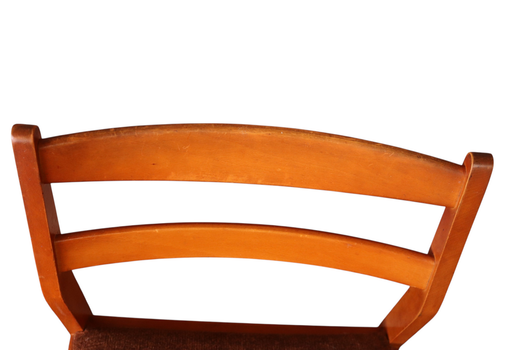 Set Of 4 Mid Century Teak Dining Chairs - Ladder Back Danish Style Retro