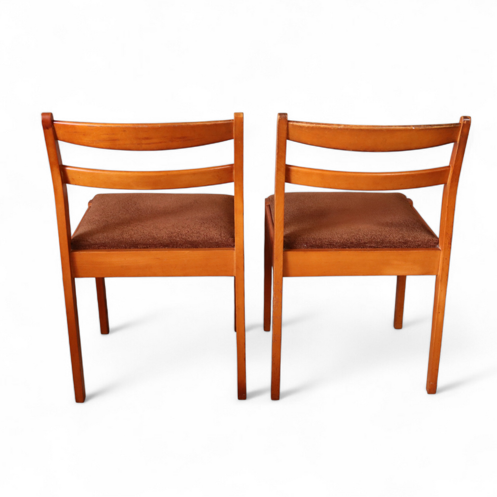 Set Of 4 Mid Century Teak Dining Chairs - Ladder Back Danish Style Retro