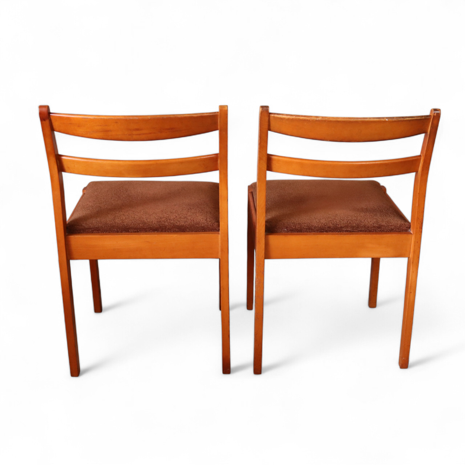 Set Of 4 Mid Century Teak Dining Chairs - Ladder Back Danish Style Retro