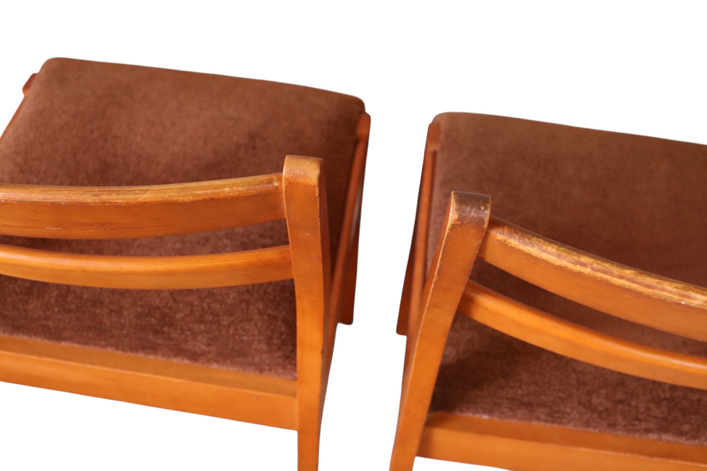 Set Of 4 Mid Century Teak Dining Chairs - Ladder Back Danish Style Retro