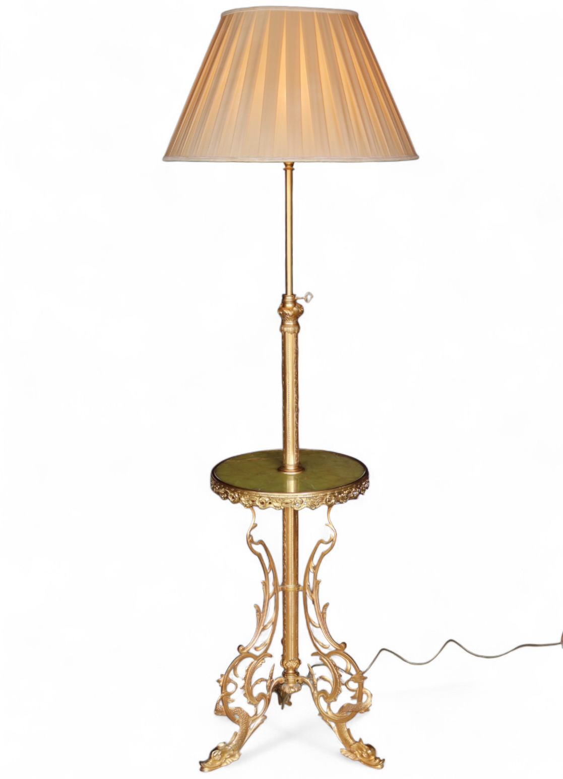 Vintage Brass Telescopic Standard Lamp Onyx Table Regency Style Decorative Floor Lamp