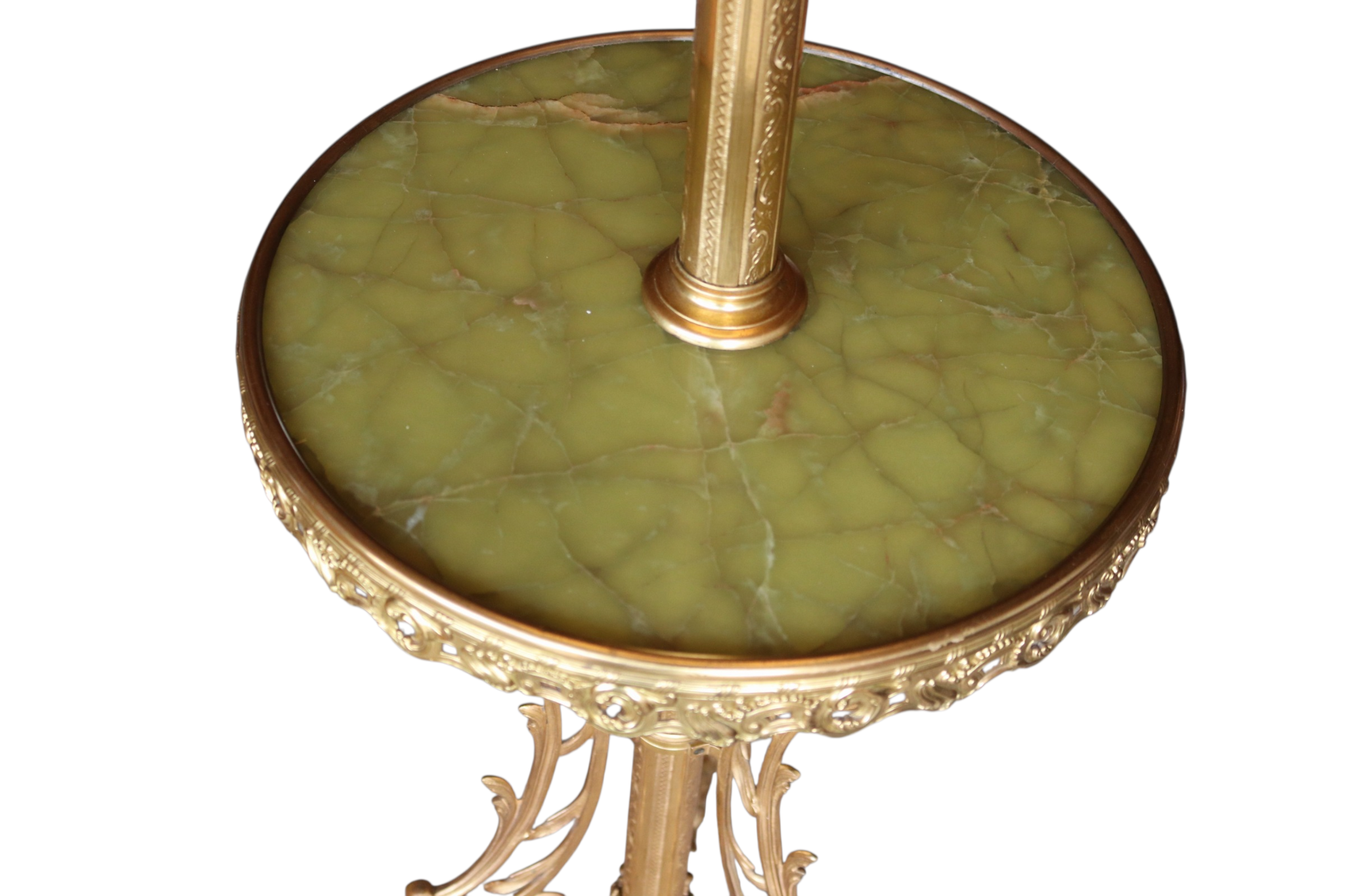Vintage Brass Telescopic Standard Lamp Onyx Table Regency Style Decorative Floor Lamp