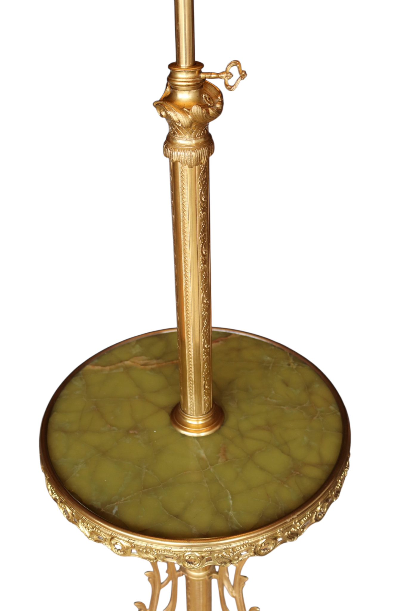 Vintage Brass Telescopic Standard Lamp Onyx Table Regency Style Decorative Floor Lamp