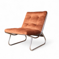 1970's Peter Hoyte British Sling Lounge chair chrome and chocolate corduroy Rare