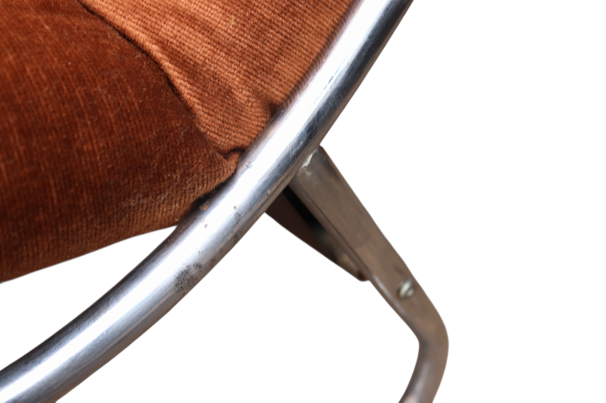 Mid Century Peter Hoyte Sling Lounge Chair Chrome & Corduroy Rare 1970s