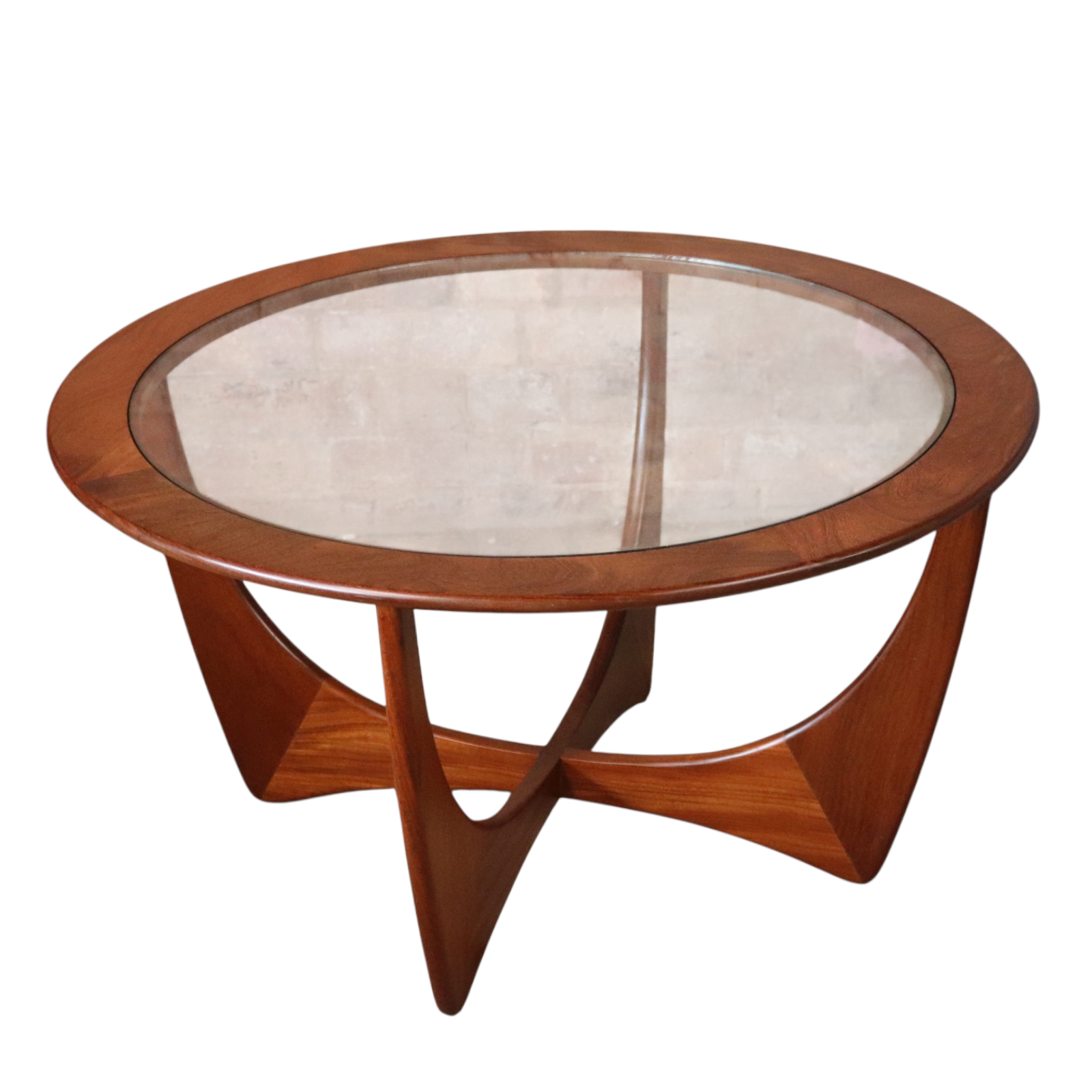 Mid Century G Plan Astro Round Teak Glass Top Coffee Table V.Wilkins Vintage