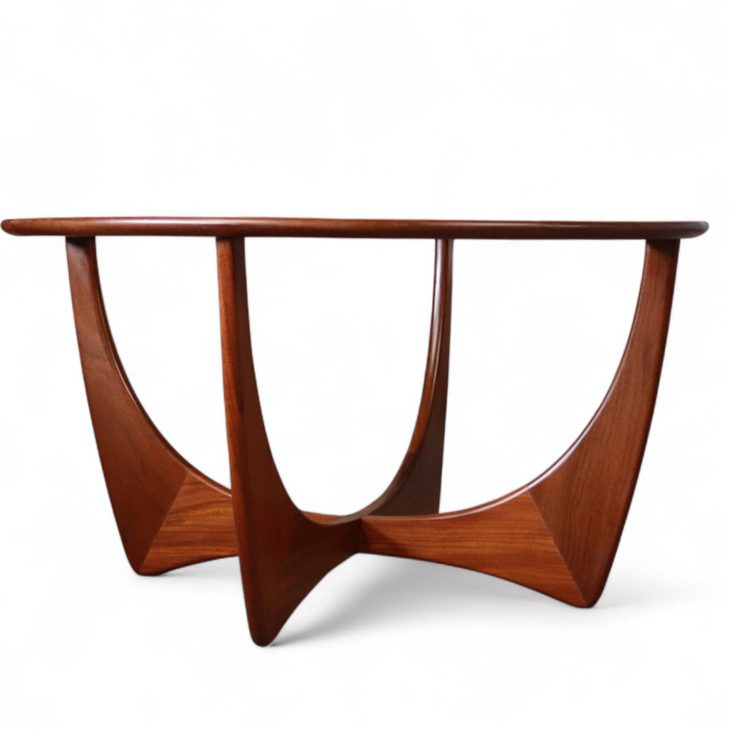 Mid Century G Plan Astro Round Teak Glass Top Coffee Table V.Wilkins Vintage