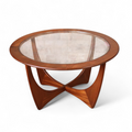 Mid Century G Plan Astro Round Teak Glass Top Coffee Table V.Wilkins Vintage