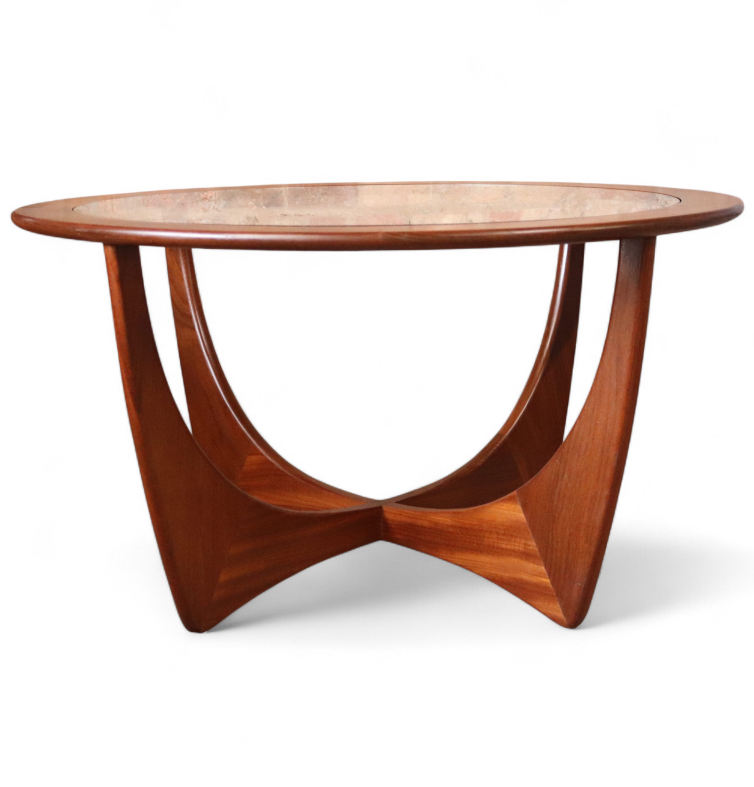 Mid Century G Plan Astro Round Teak Glass Top Coffee Table V.Wilkins Vintage