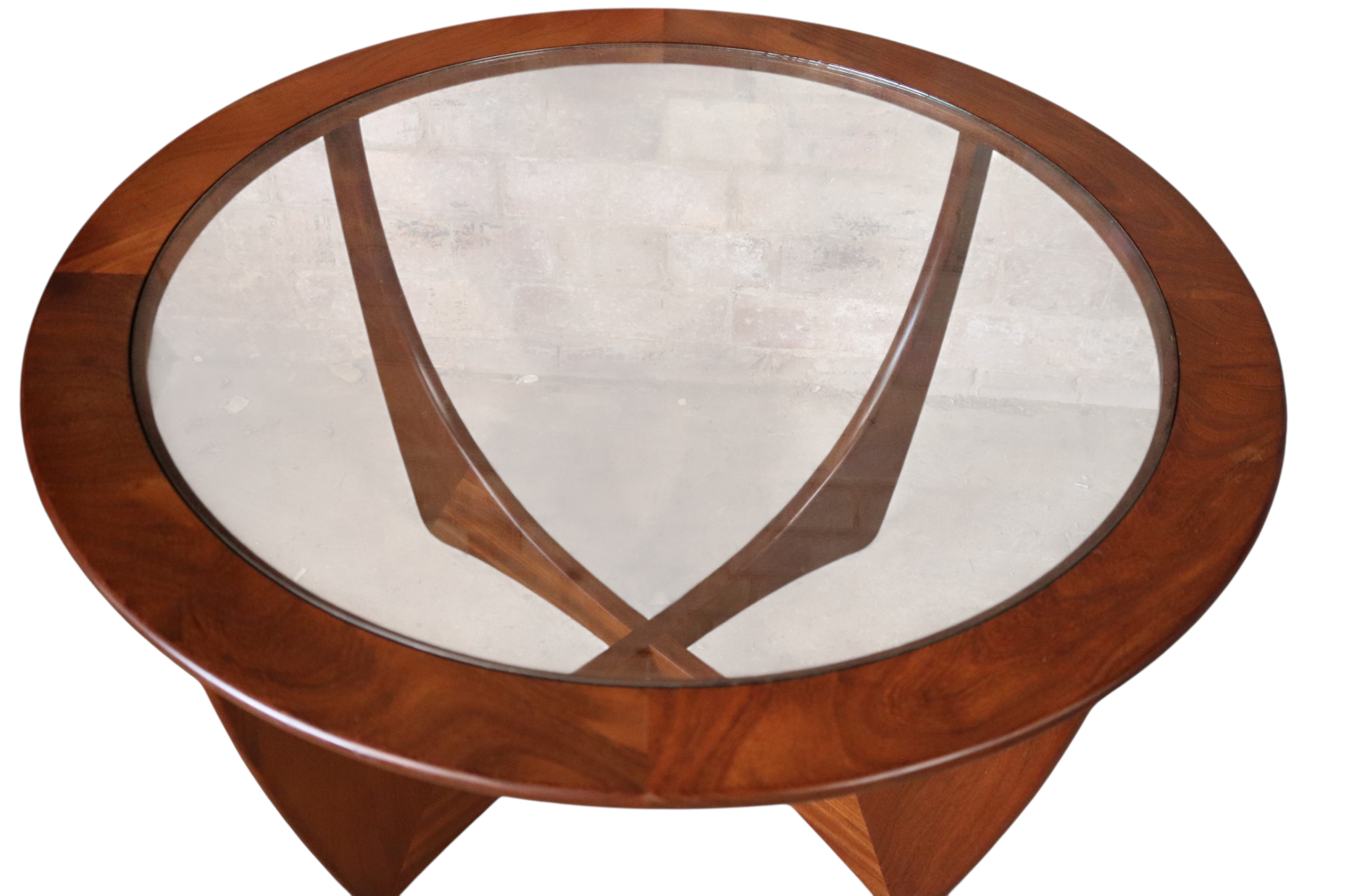 Mid Century G Plan Astro Round Teak Glass Top Coffee Table V.Wilkins Vintage