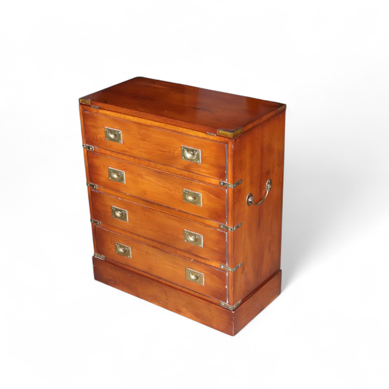 Vintage Yew Wood Campaign Chest of Drawers Flip Top Military Chest