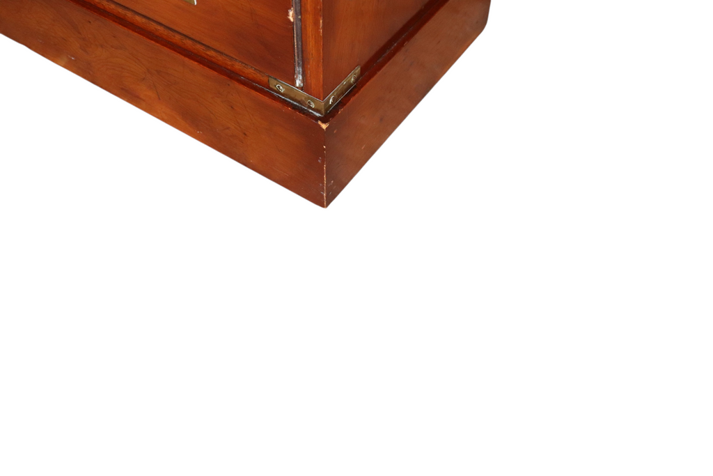 Vintage Yew Wood Campaign Chest of Drawers Flip Top Military Chest