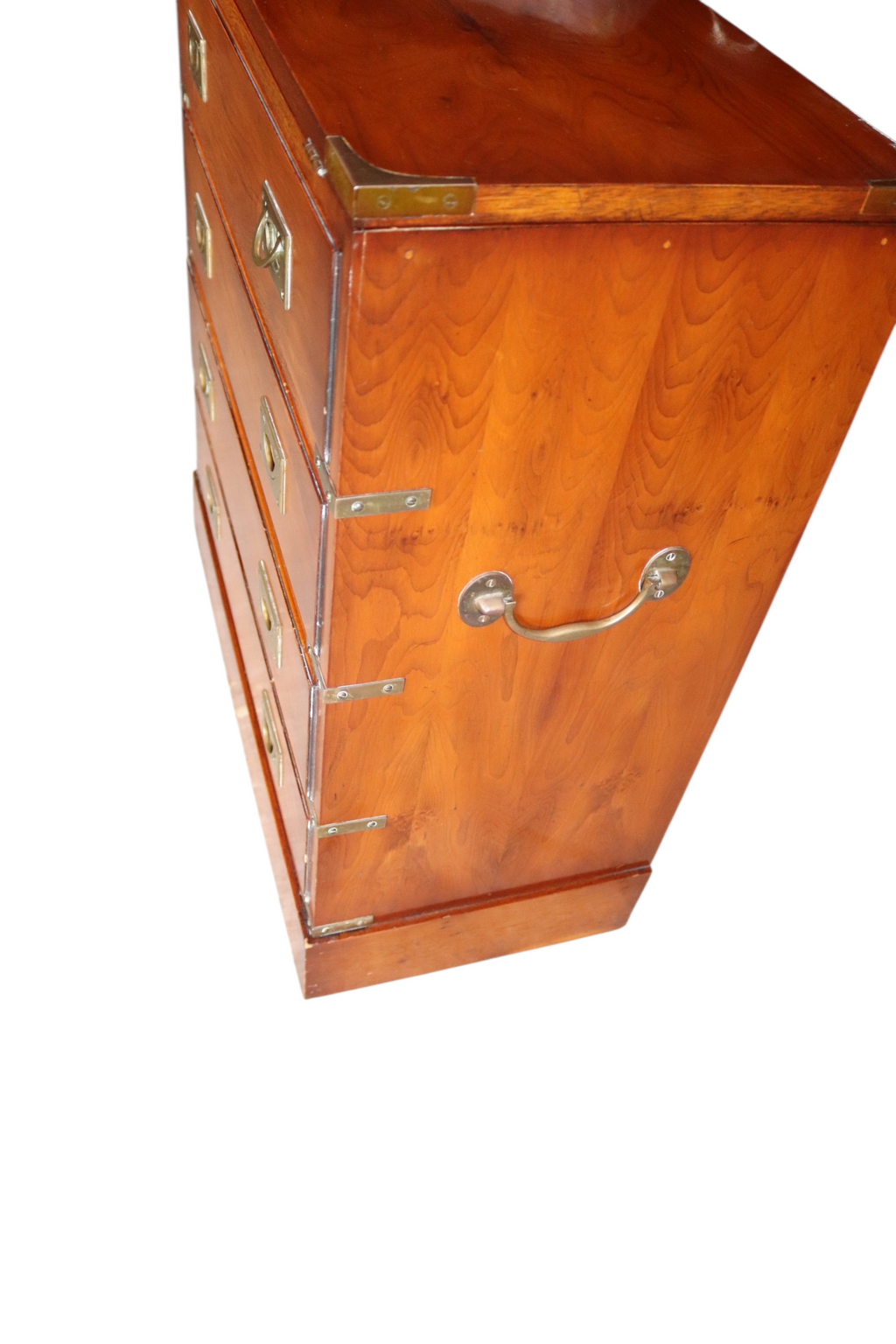 Vintage Yew Wood Campaign Chest of Drawers Flip Top Military Chest