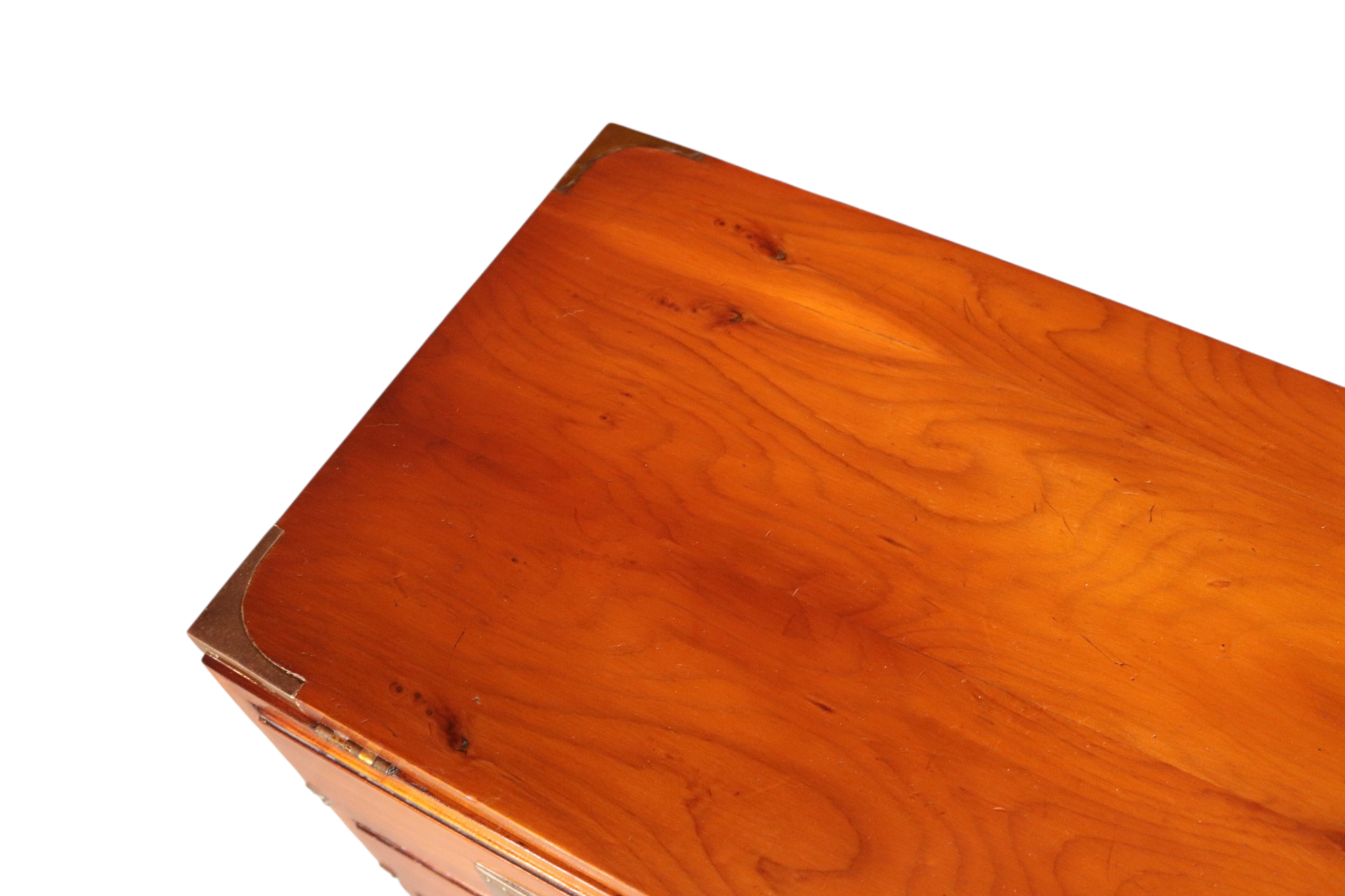 Vintage Yew Wood Campaign Chest of Drawers Flip Top Military Chest