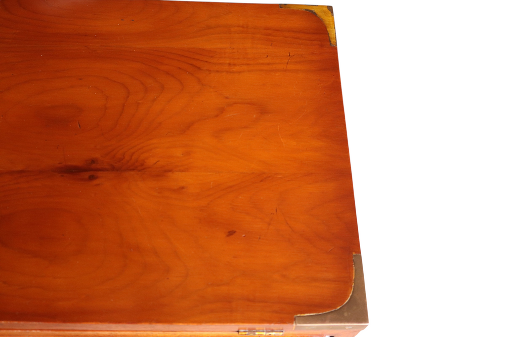 Vintage Yew Wood Campaign Chest of Drawers Flip Top Military Chest