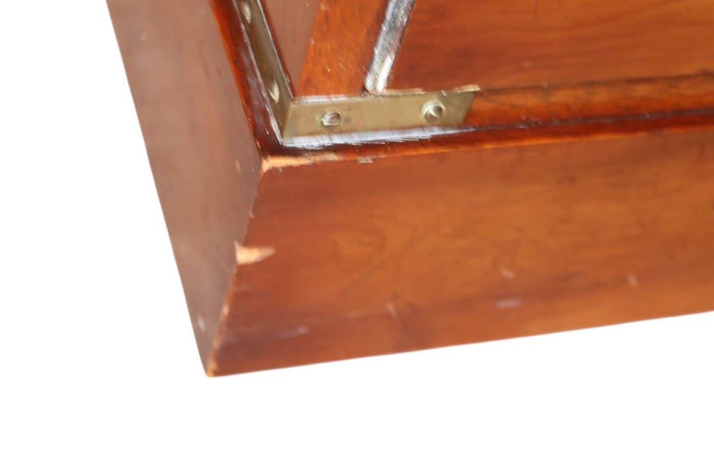 Vintage Yew Wood Campaign Chest of Drawers Flip Top Military Chest