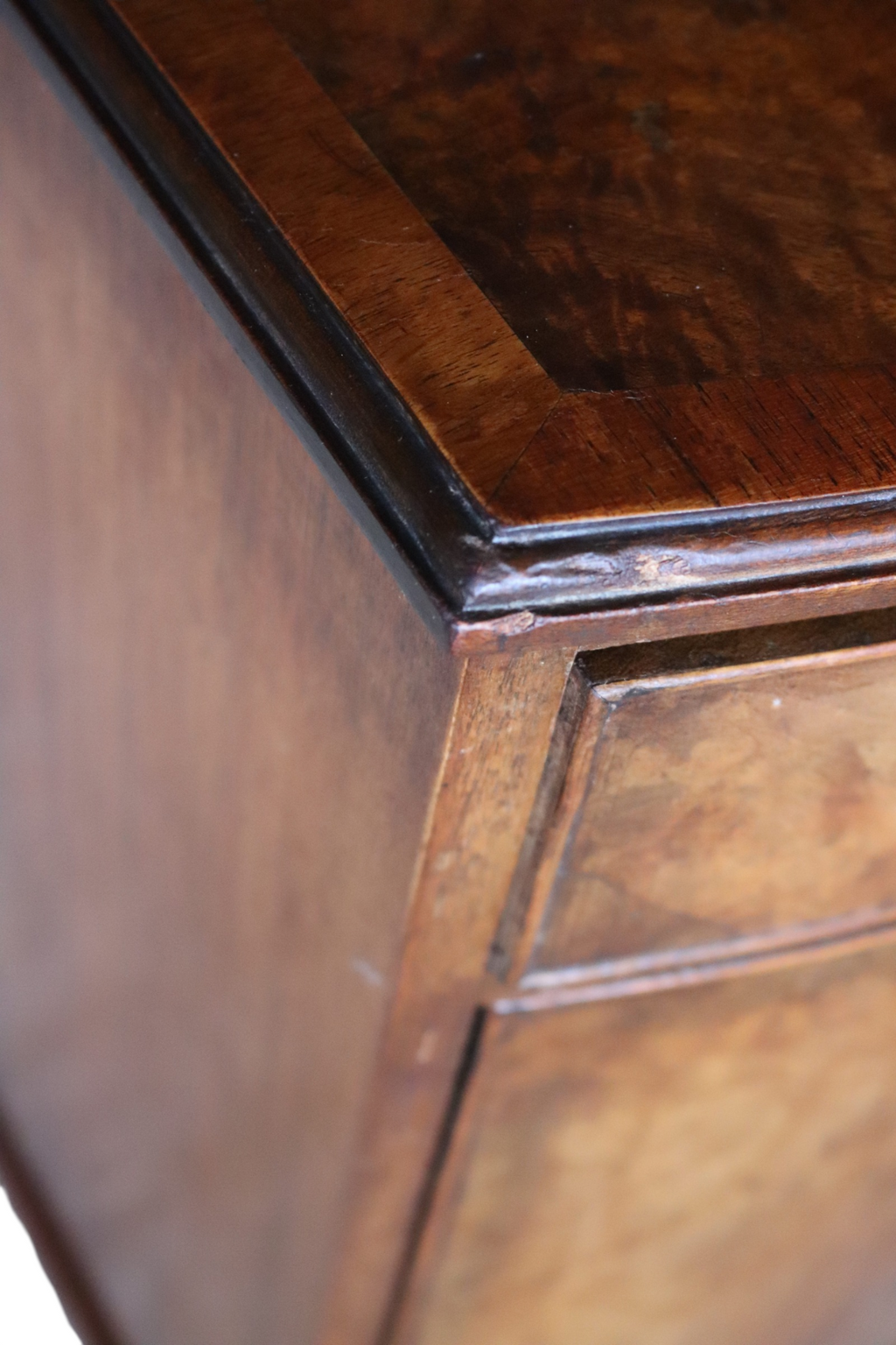 Vintage Burr Walnut Art Deco Bedside Cabinet Nightstand Bow Front Pot Cupboard