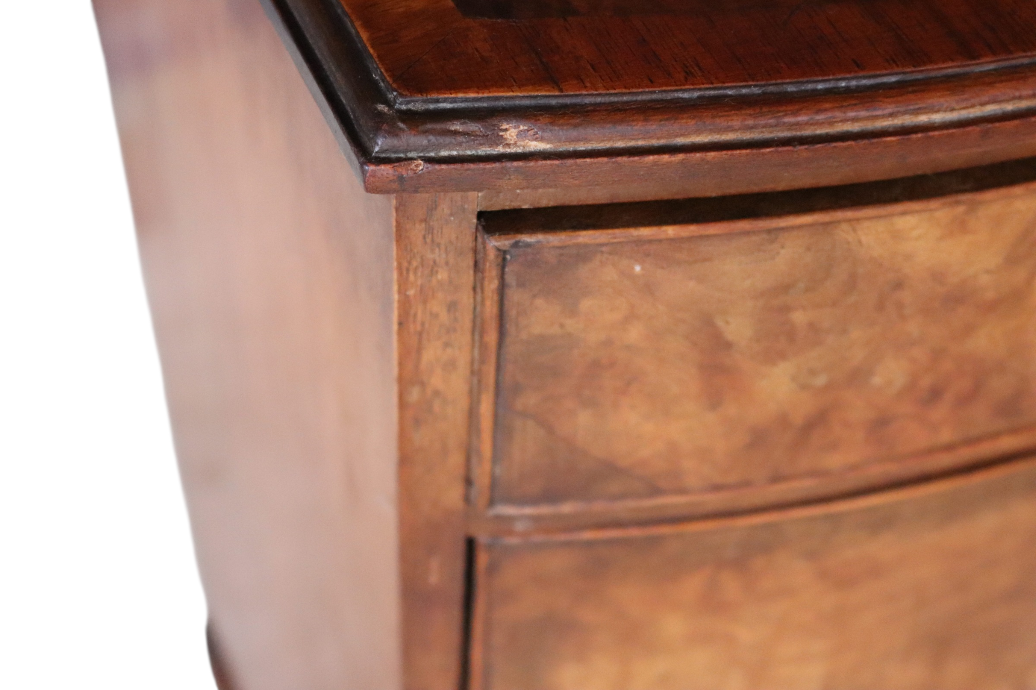 Vintage Burr Walnut Art Deco Bedside Cabinet Nightstand Bow Front Pot Cupboard