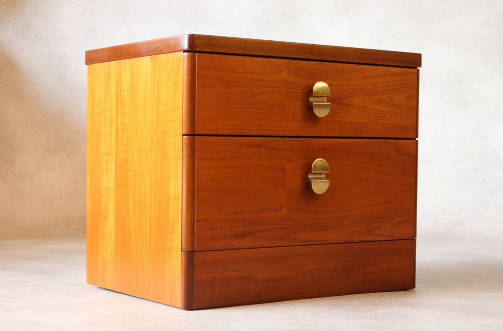 Mid Century Teak Stag Cantata Bedside Cabinet - 2 Drawer Chest