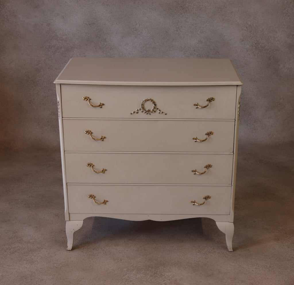 Vintage French Louis XV Style White Chest Of Drawers