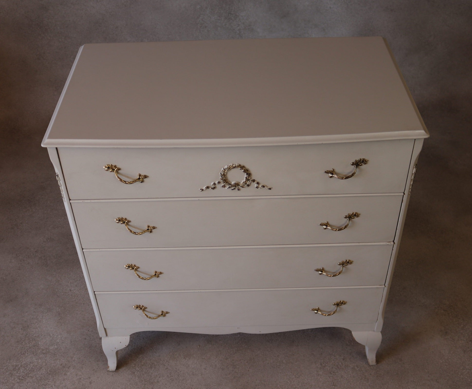Vintage French Louis XV Style White Chest Of Drawers