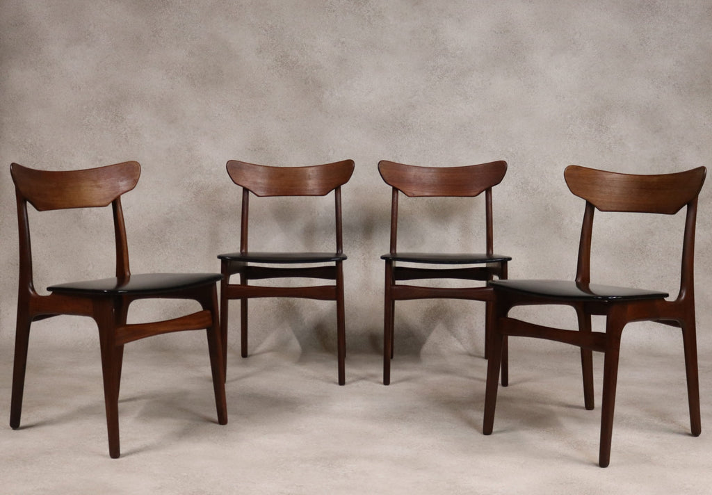 Set of 4 Danish Teak Dining Chairs Schionning & Elgaard Randers Mobelfabrik MCM