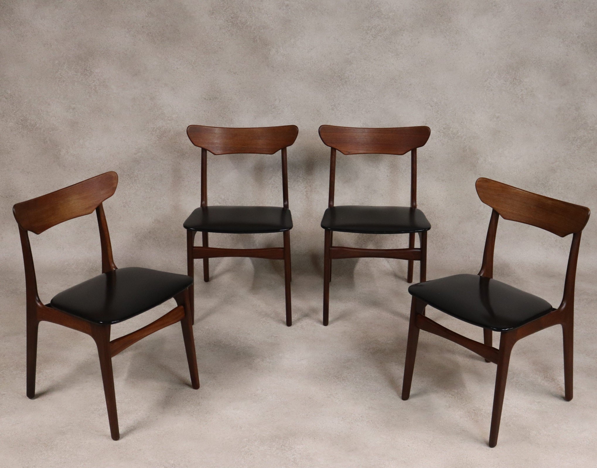 Set of 4 Danish Teak Dining Chairs Schionning & Elgaard Randers Mobelfabrik MCM