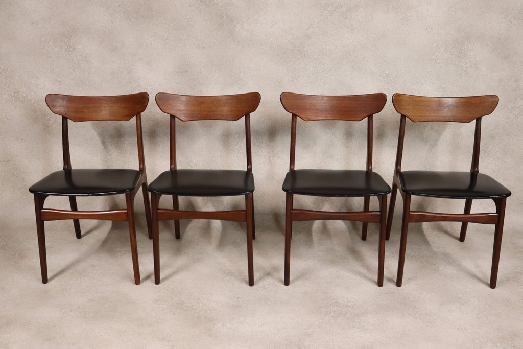 Set of 4 Danish Teak Dining Chairs Schionning & Elgaard Randers Mobelfabrik MCM