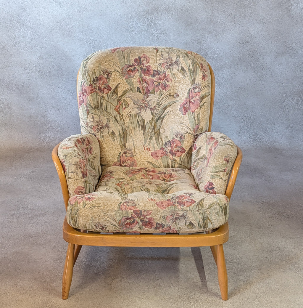 Vintage Ercol 766 Jubilee Blonde Beech Armchair