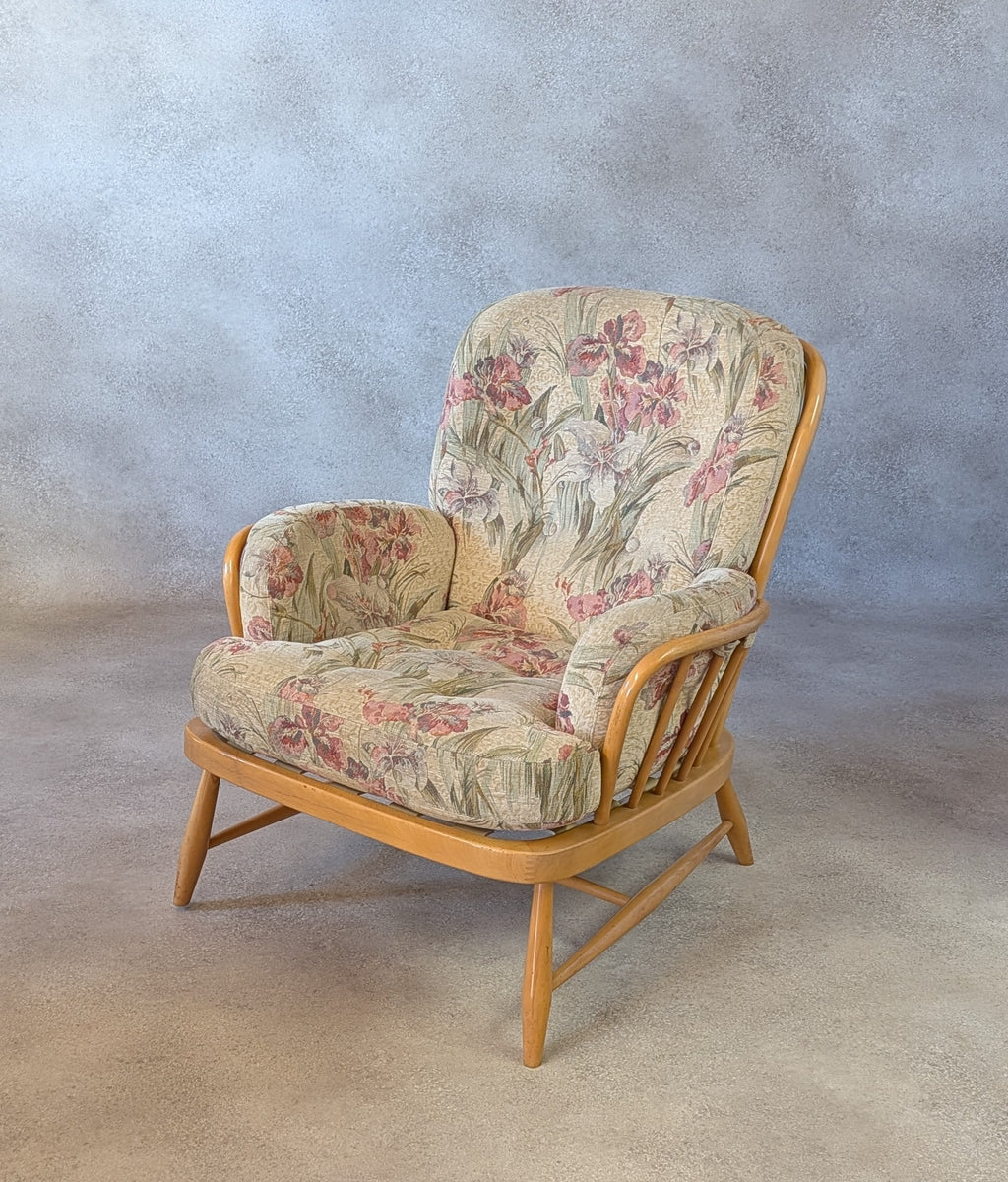 Vintage Ercol 766 Jubilee Blonde Beech Armchair