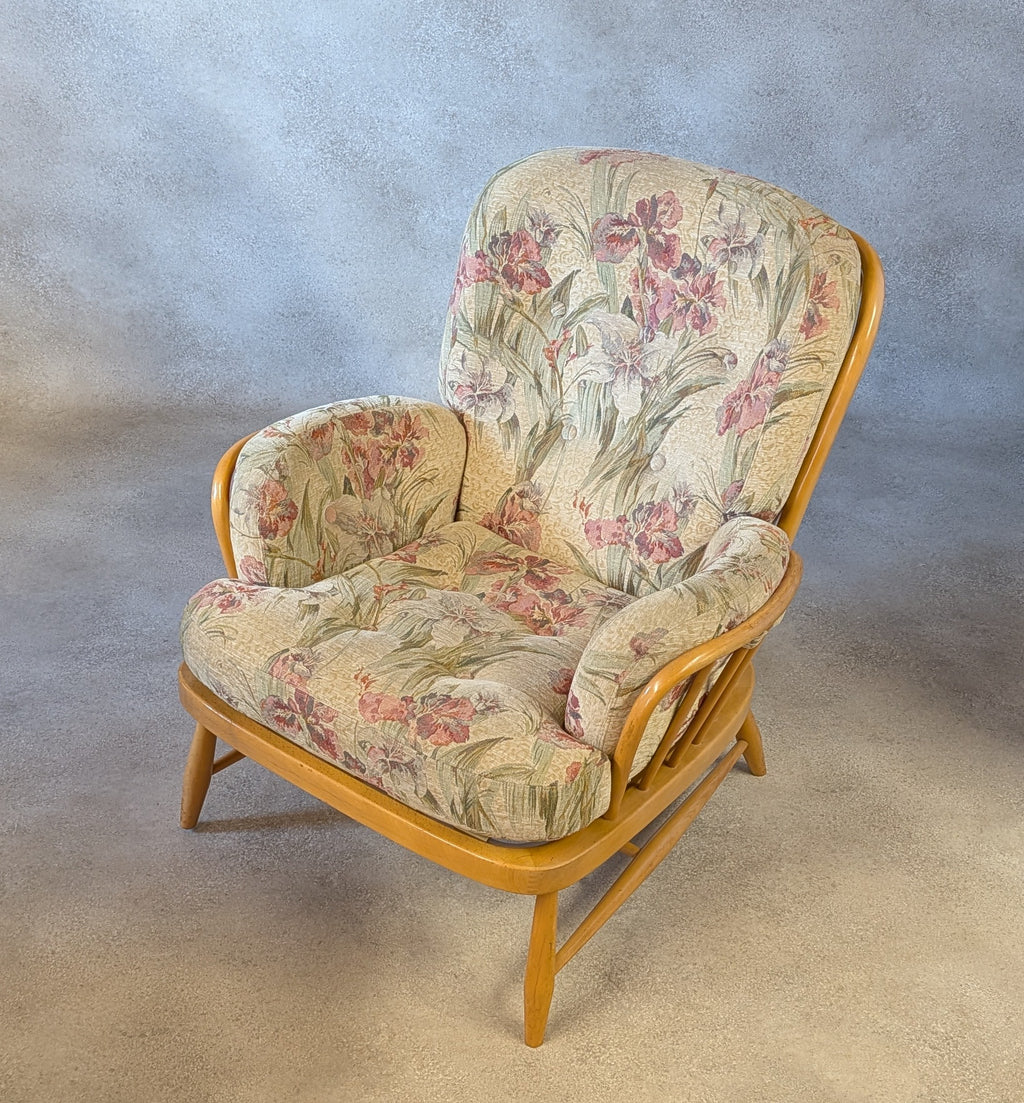 Vintage Ercol 766 Jubilee Blonde Beech Armchair