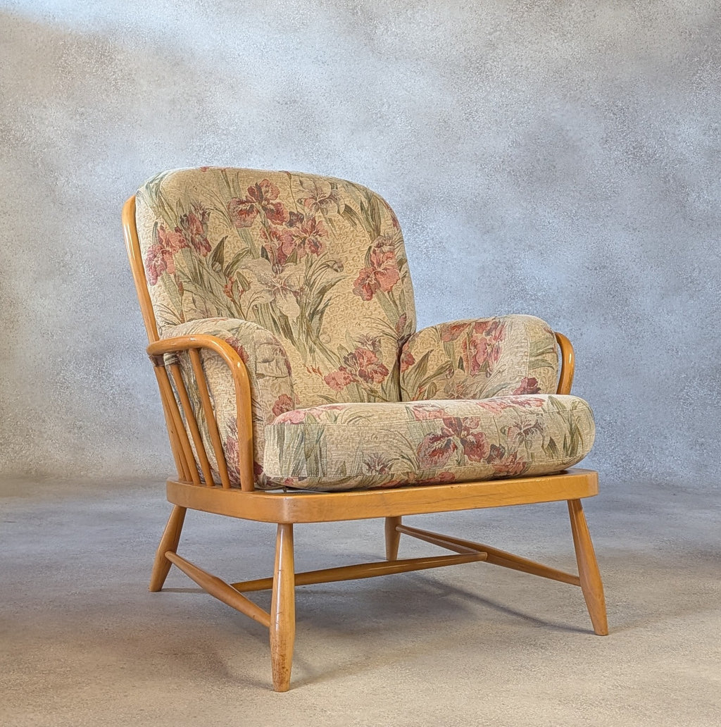 Vintage Ercol 766 Jubilee Blonde Beech Armchair
