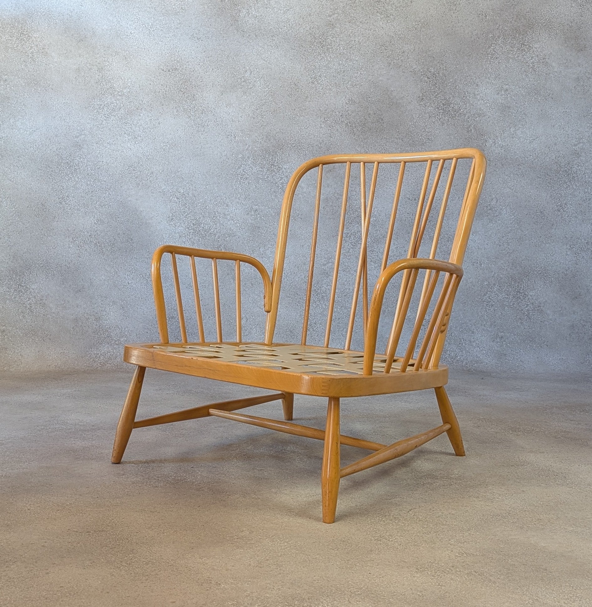 Vintage Ercol 766 Jubilee Blonde Beech Armchair